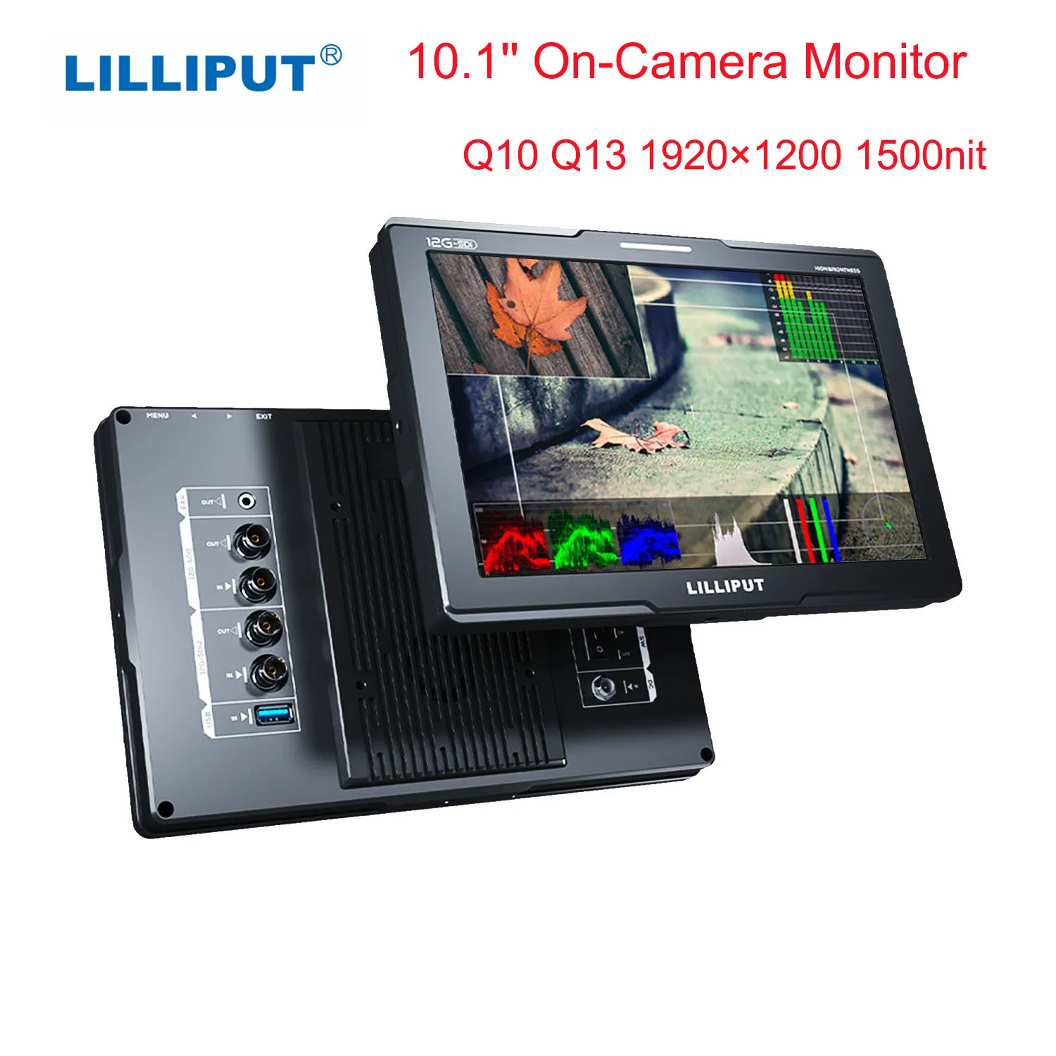 LILLIPUT Q10 Q13 10.1inch On-Camera Monitor 4K 2.0 2x12g-sdi Ultra High Brightness On-camera Monitor for Video Shooting