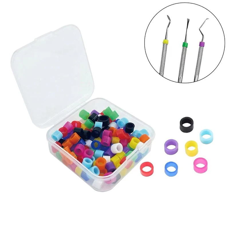 100pcs/box Dental Instrument Color Code Rings Mix Color Autoclavable Instrument Marker Identification Circle Dentist Materials
