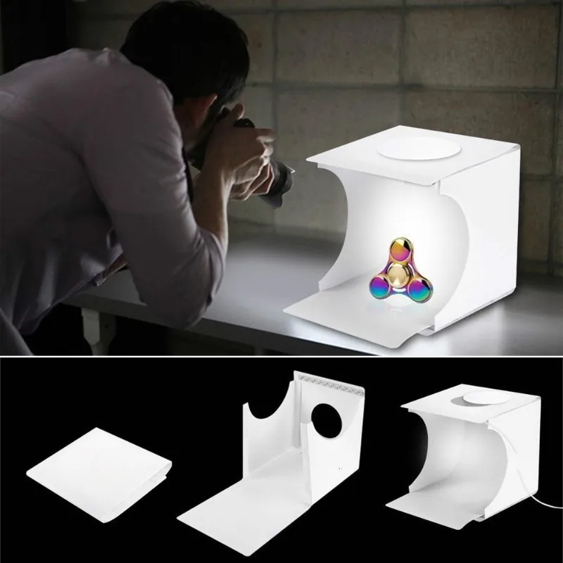 Dual LED Panels Folding Portable Photo Video Box Lighting Studio Shooting Tent Box Kit Diffuse Studio Softbox Lightbox gallery 2