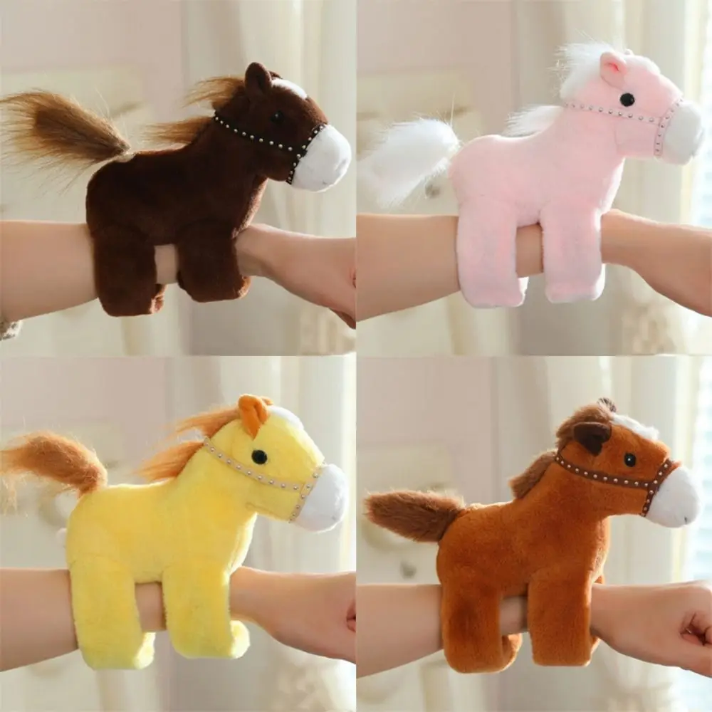 Bracelet de poignet en peluche cheval de Simulation, dessin animé, poney doux, nouveauté, queue rotative, jouet en peluche, utilisation décorative