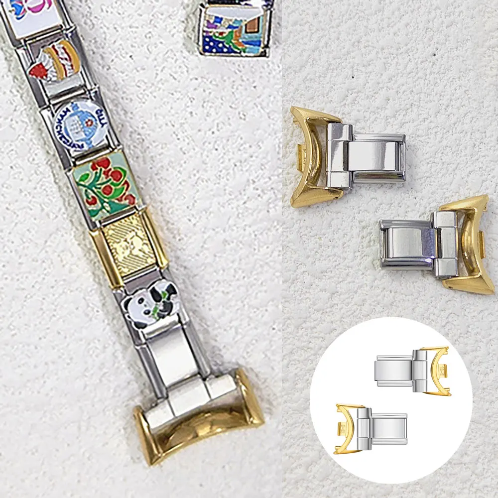 Personalized Smart Watch Adapter 12mm Strap Connector Italian Charm Bracelet Stainless Steel Accessories DIY Making Jewelry Gift