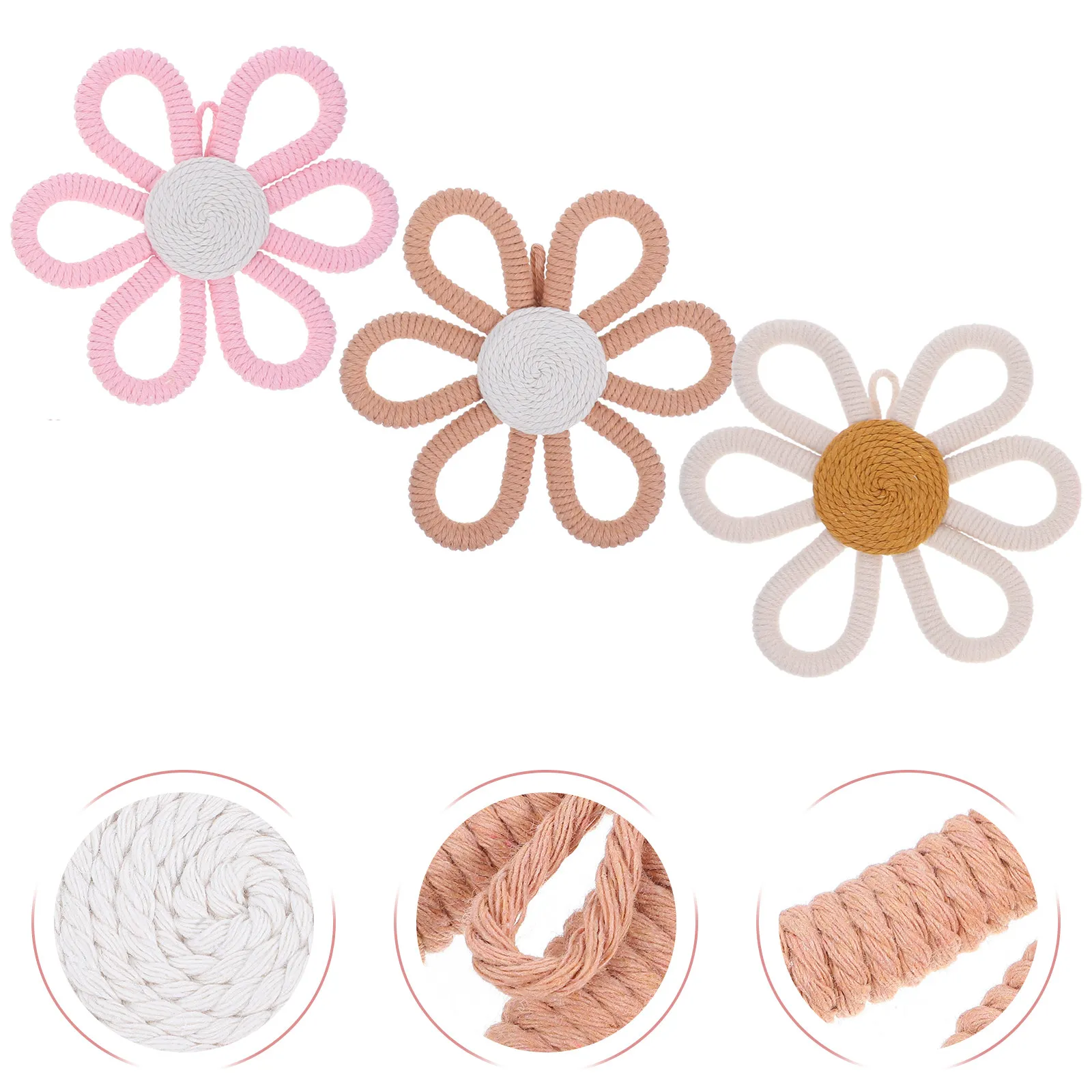 

6Pcs Childroom Flower Wall Hanging Pendant Boho Woven Floral Nursery Decor Bedroom Wall Art Sign Handmade Flower Decorations