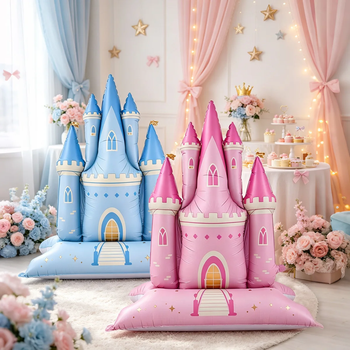 1/2 Stück Mehrfarbige Stehende Schloss-Folienballons, Prinzessinnen-Thema für Märchengeburtstage, Babypartys, Erste Geburtstage