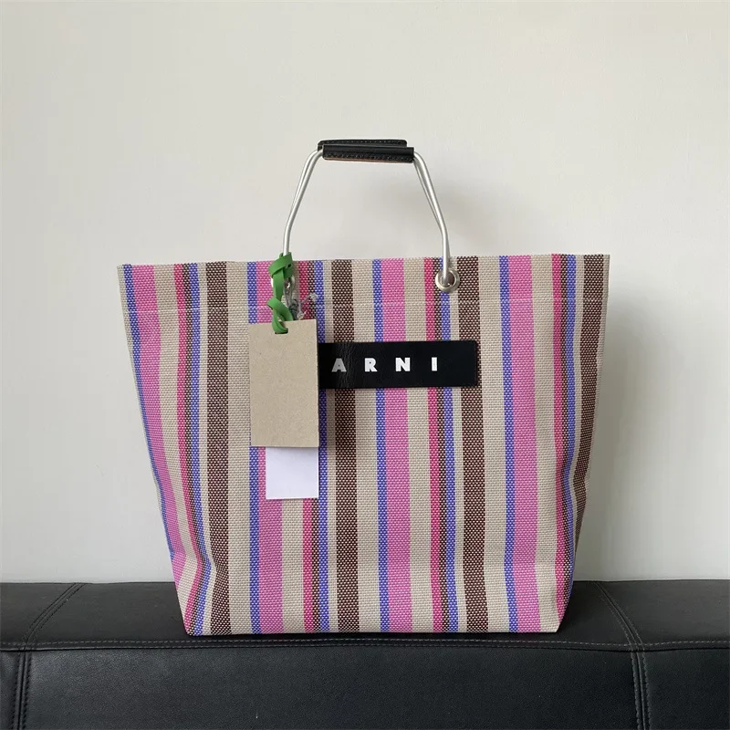 حقيبة ألومنيوم مضفرة حديثة - حقيبة تسوق قابلة للطي للجنسين، حامل بقالة منسوج مع مقابض مريحة