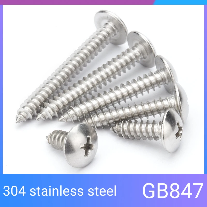 10~50pcs Phillips Recessed Truss Head Self-tapping M3 M4 M5 M6 304 Stainless Steel Cross Mushroom Head Wood Screws length:6-40mm