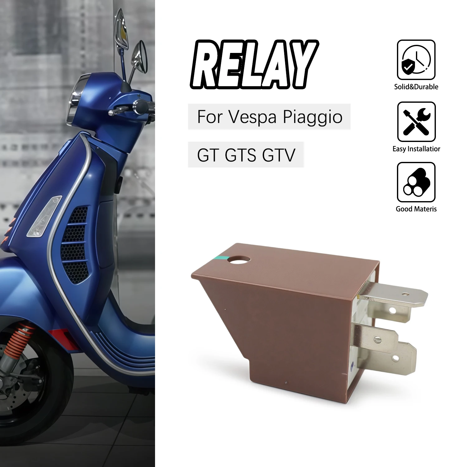 12V 80A Starter Relay Replacement For Vespa Piaggio GT GTS GTV 125cc 250 300 58115R 584521 Motorcycle Relay Accessories