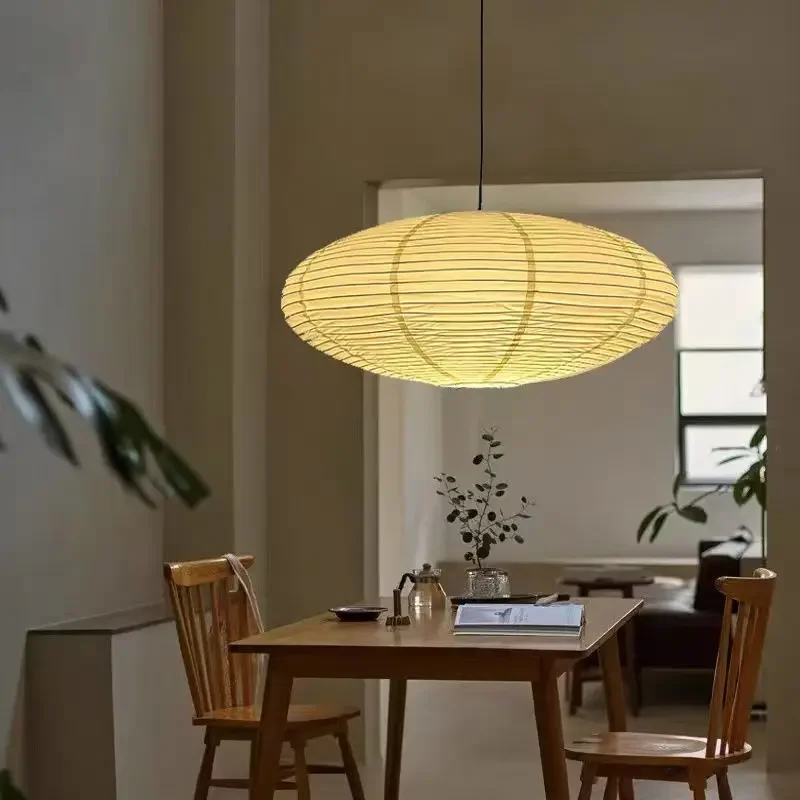 SANDYHA Japanese Pendant Lights Cafe Lantern Rice Paper Lampshade Led Lamp Chandelier for Living Room Bedroom Decoration Home