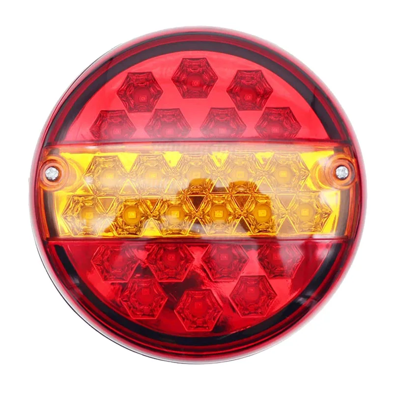 

A64P-2Pcs 12V 24V 20 Led Car Trailer Tail Universal Lights Truck Round Taillight Rear Brake Stop Indicator Turn Signal Lamp