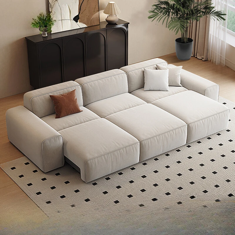 Big black cow electric function sofa cream wind living room matte cloth zero against the wall home theater cat scratch cloth ret
