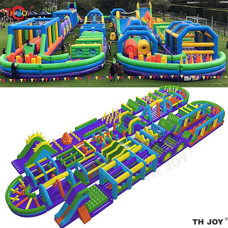 50mL  Giant Running Tunnel Big Inflatable Obstacle Course Bounce House For Outdoor fun play