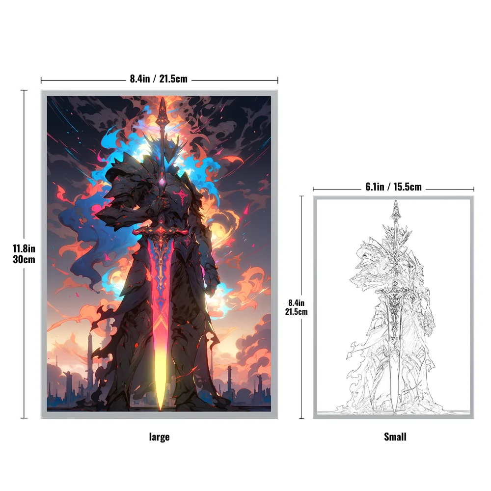 LED amazing anime knight light painting, HD picture USB dimming ultra-narrow frame, Unique game room decoration night lamp gift