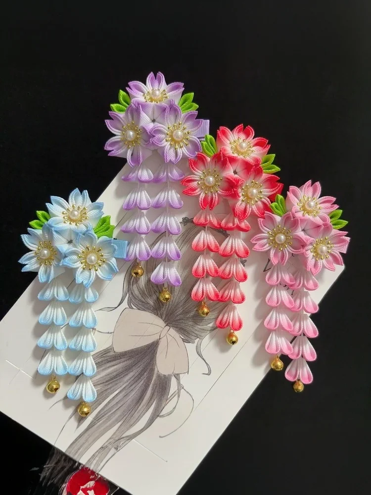 Épingle à cheveux chic faite à la main en forme de fleur Sakura, couvre-chef kimono japonais traditionnel