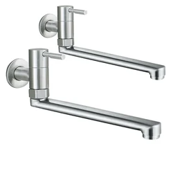 Stainless Steel Kitchen Faucet, 180 ° Rotation, Sink, Mop Pool Tap, Lengthened Wall Mounted, Single Cold Water Faucets