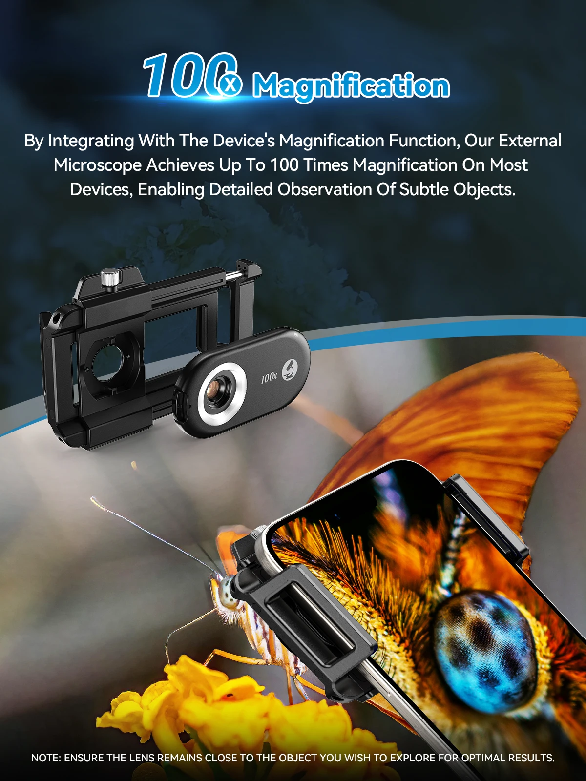 APEXEL 100X Digital Microscope Lens Macro with LED Fill Lights And CPL Filter Universal Phone Adapter for iPhone Xiaomi