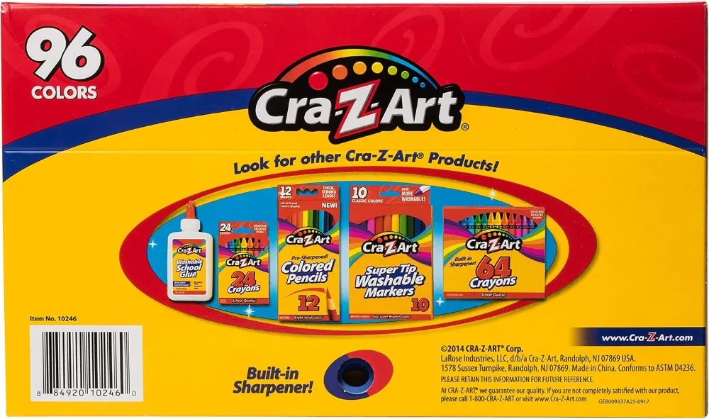 96ct Crayons in Flip-Top Box with Built-in Sharpener, Vibrant Colors, Non-Toxic, Kids Ages 2+