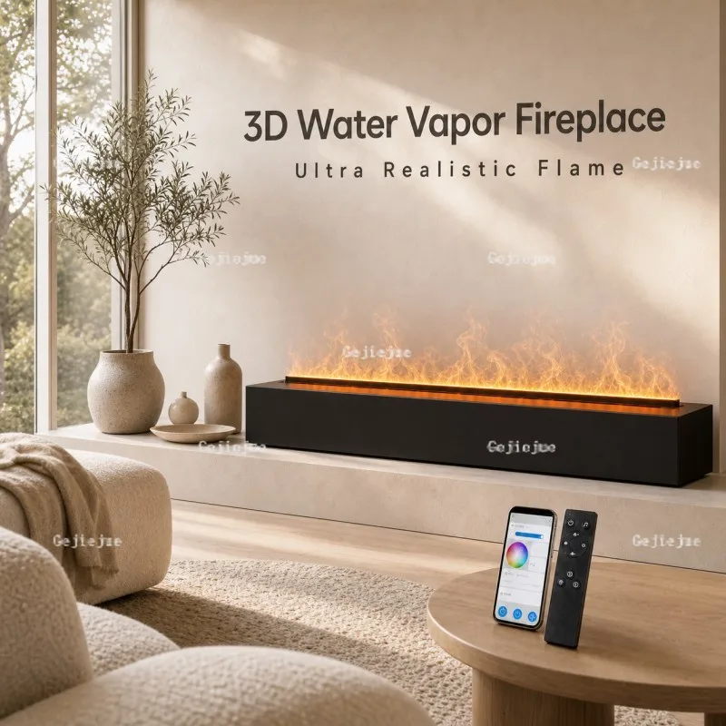 Premium 3D Water Vapor Fireplace with Realistic Mist Flame Effect Smart Remote Control LED Flame Effect Luxury Home Interior
