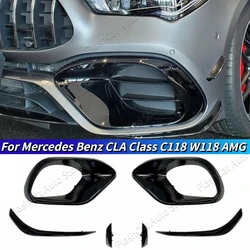 CLA 45 Fog Lamp Grille Trim Air Blade For Mercedes Benz C118 W118 CLA45 AMG 2020-2023 Front Bumper Side Spoiler Splitter Canard