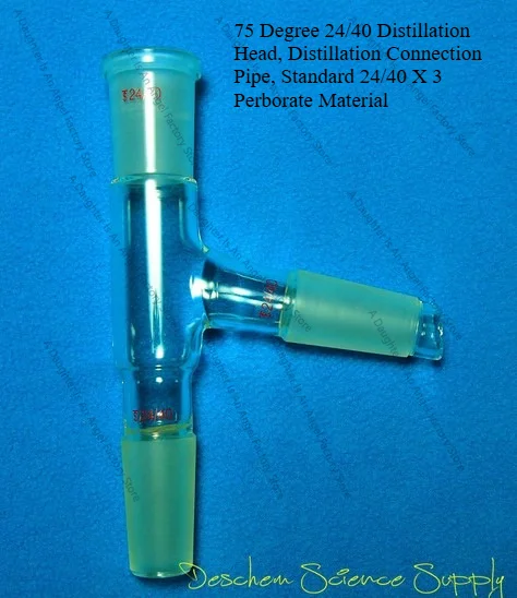 75 Degree 24/40 Distillation Head, Distillation Connection Pipe, Standard 24/40 X 3 Perborate Material