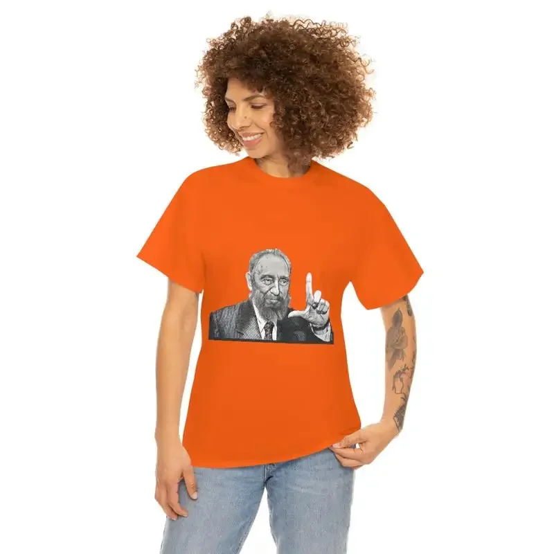 Fidel Castro Black White Art Print Heavy Cotton T Shirt