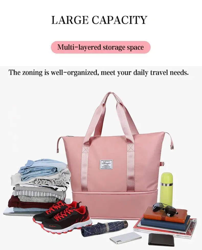 Erweiterbare Große Reisetasche, Wasserabweisende Sport- und Fitness-Handtasche, Lässige Reisetasche – Detail 4