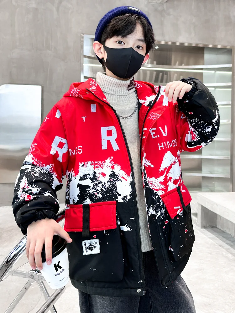 سترة Jaet للأولاد لخريف وشتاء 2025 جديدة متوسطة الحجم من القطن سترة للأولاد لربيع وخريف وشتاء ملابس خارجية دافئة طويلة بغطاء للرأس #1