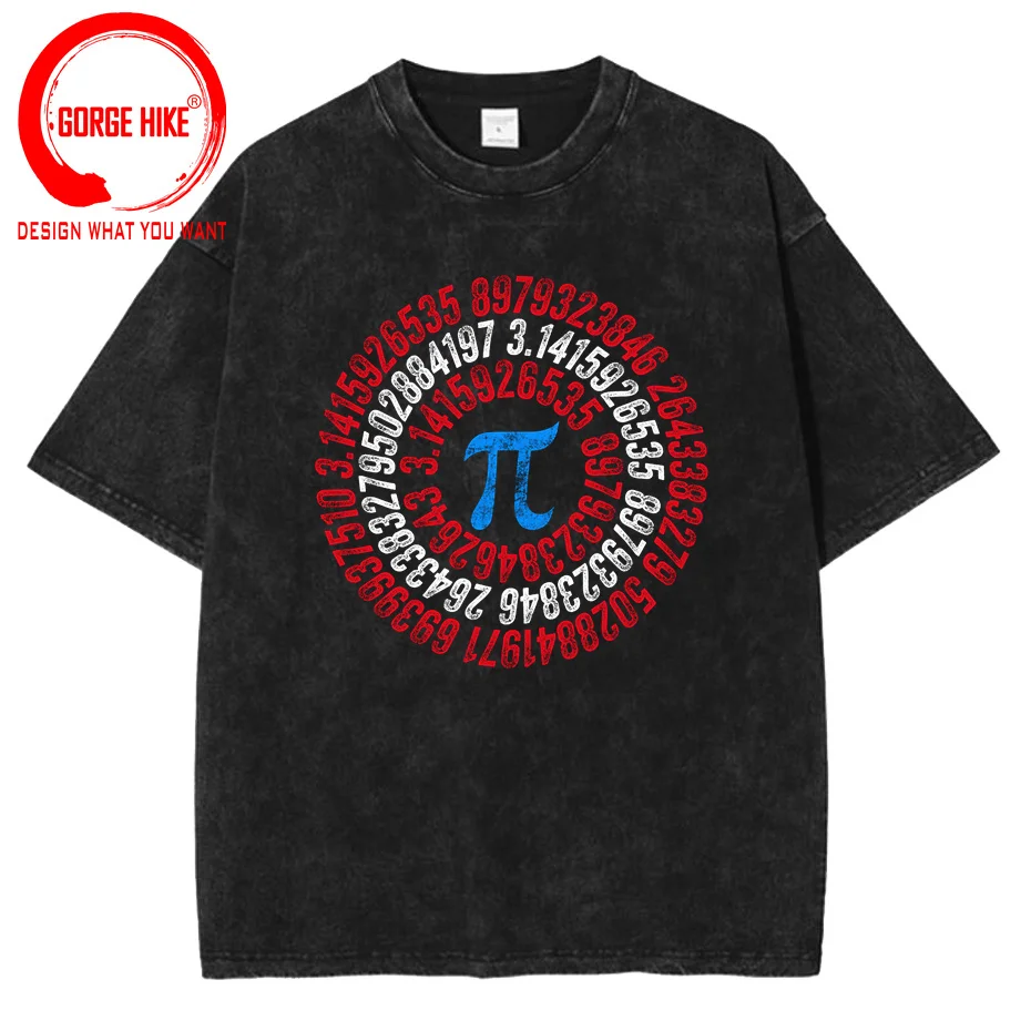 Unique Men's Pi Number Gift For Pi Day T-Shirt Vintage Washed Cotton Tshirt Math Algebra Teacher Gift Mathematics Tee Shirt