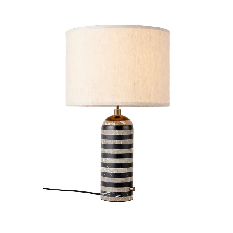 

New Danish marble gravity table lamp black and white striped lamp simple decorative table lamp