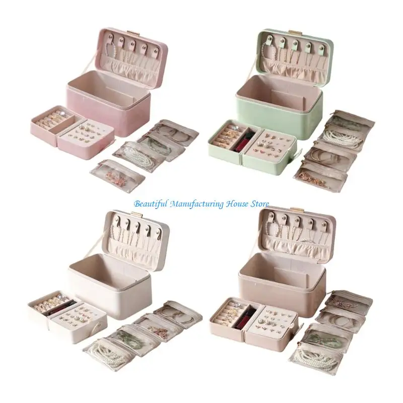 

E56A PU Jewelry Organizers Box Portable Compact Travel Storage For Women Accessories