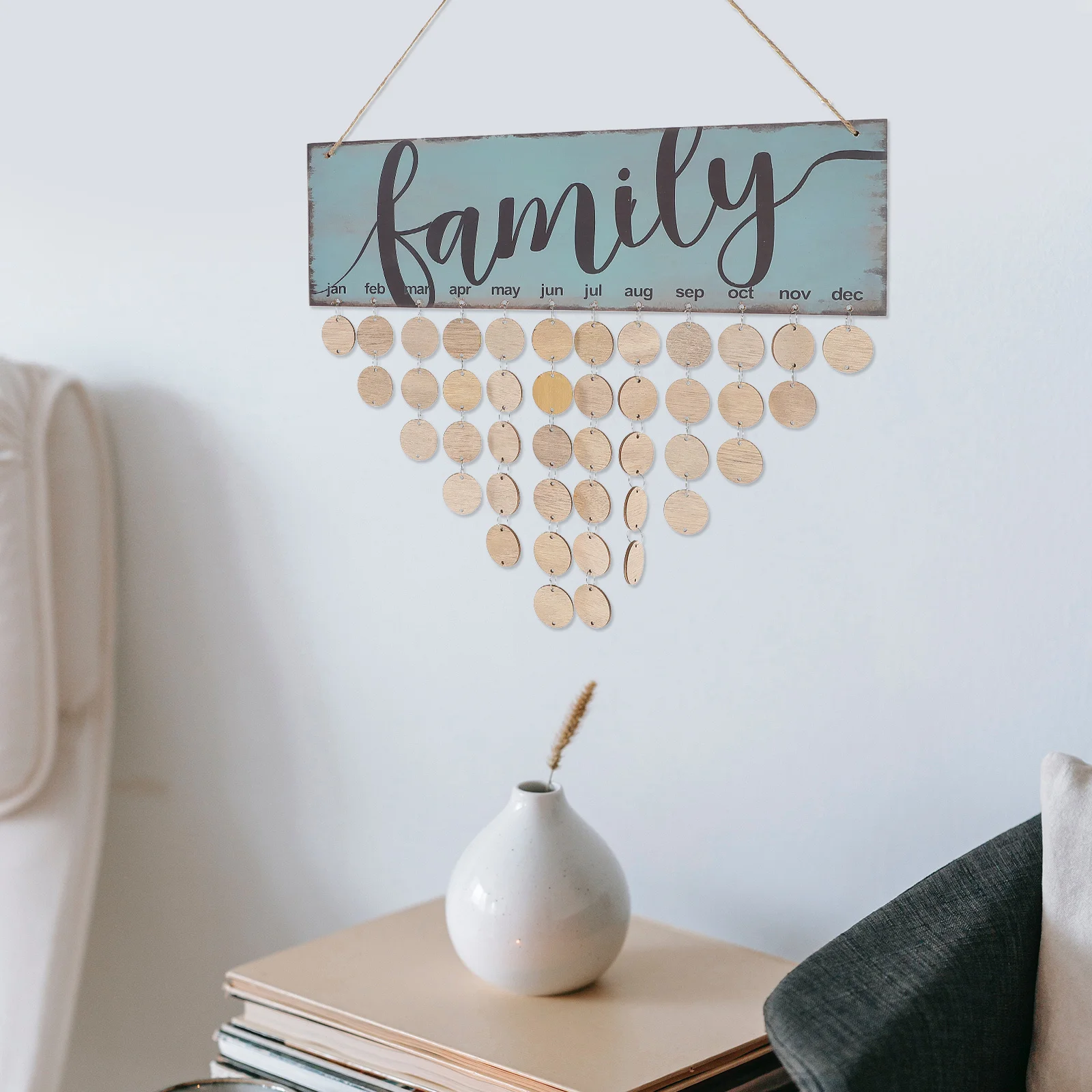 Деревянный календарь, подвесная табличка, красочная семейная доска для напоминания о дне рождения, украшение для дома, стены 12x5 см, легкое сборное своими руками