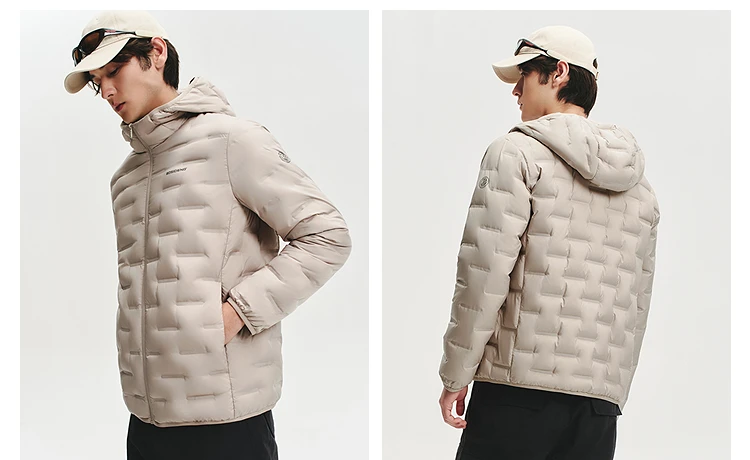 BOSIDENG Men's Hooded Lightweight down Jacket Warm Zipper Casual Winter Outerwear Coat for Outdoor