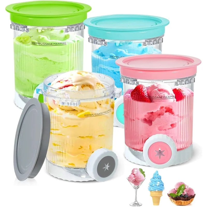 

A84E-For Ninja Swirl Creami NC701,For Ninja Swirl Ice Cream Maker- Pack Of 4 Creami Containers- Accessories