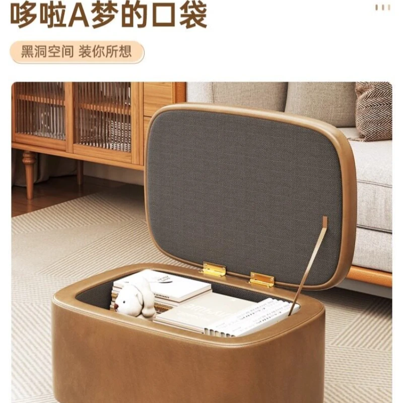 Household Storage Foot Stool Sofa Footrest Entrance Shoe Changing Stool Low Bench Coffee Table Seat Living Room Decor