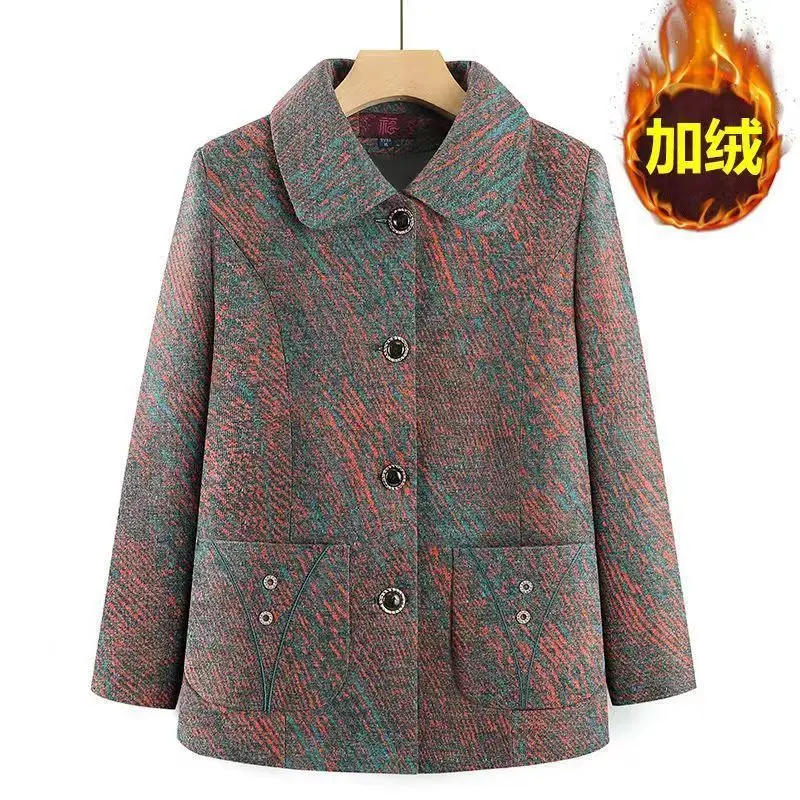 New Women's Winter Coats Thickening Casual Wool Coat Add Velvet Middle Aged Mother Jacket Autumn Loose Grandma Outwear Jackets