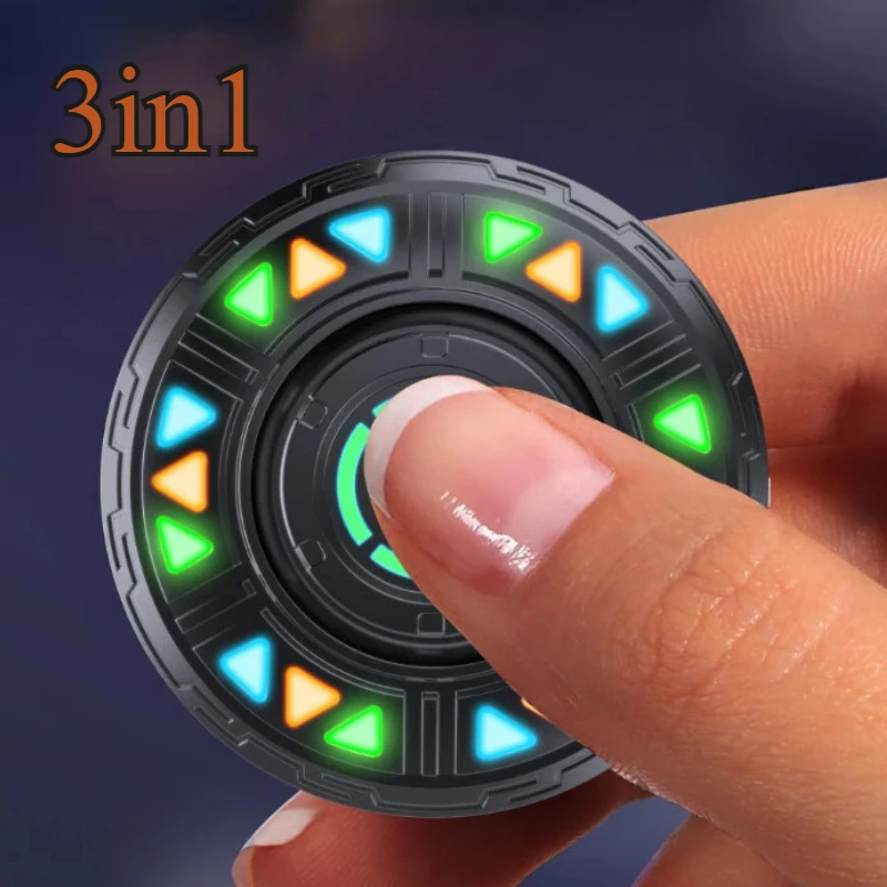 Fidget Spinner Ratschenrad Magnetische Push-Münze 3in1 Haptische Antistresse Sensorisches Spielzeug Leuchtende Coole Sachen Leuchtende Stressabbau