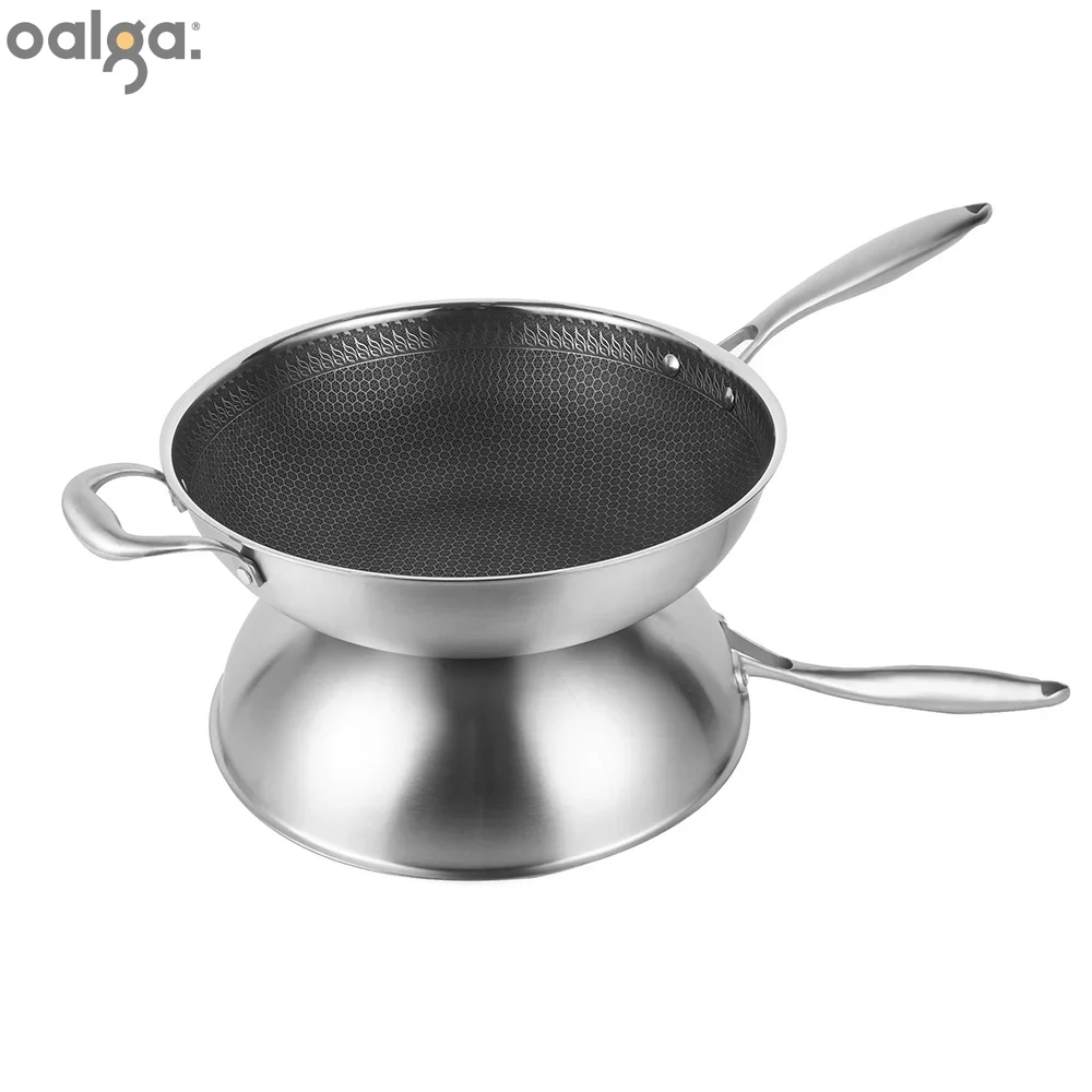 2024 New China Induction Cooker Honeycomb Stainless Steel Wok Wok Pan  Frying Pan Cookware Woks CE / EU Carbon Steel Wok Frypan