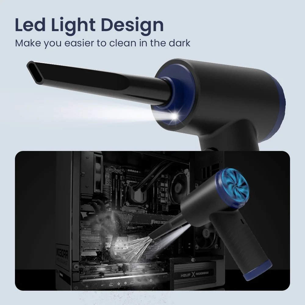 GGMM AD-01 Handheld Air Cleaner Rechargeable 100000 RPM Cordless Duster Blower Powerful Hair Dryer Computer Keyboard Cleaning