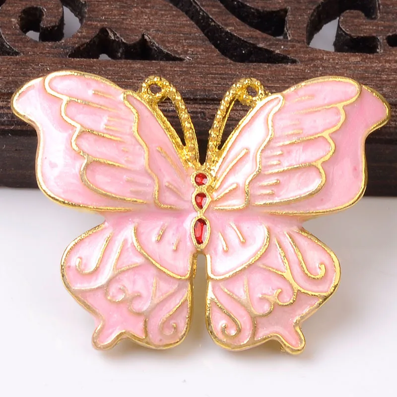 New butterfly drip oil imitation burnt blue cloisonne alloy accessories antique DIY handmade materials