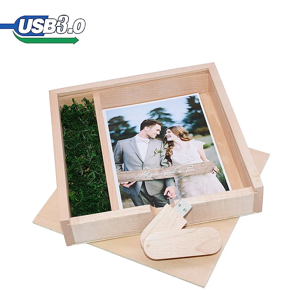 Album fotografico Usb + Box in legno USB 3.0 U Disk Flash Drive Pendrive 8GB 16GB 32GB 64GB 128GB per fotografia regalo di nozze