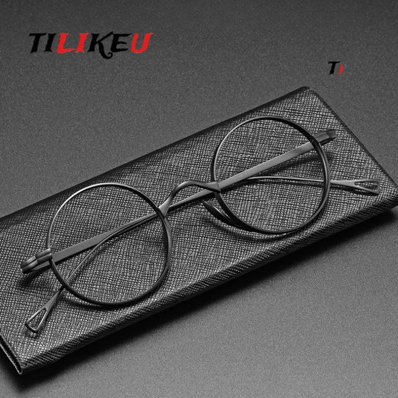 Japanese Pure Titanium Glasses 13g Ultralight Vintage Wide Rim Small Round Frame Men's Eyeglasses Women Luxury Designer Eyewear