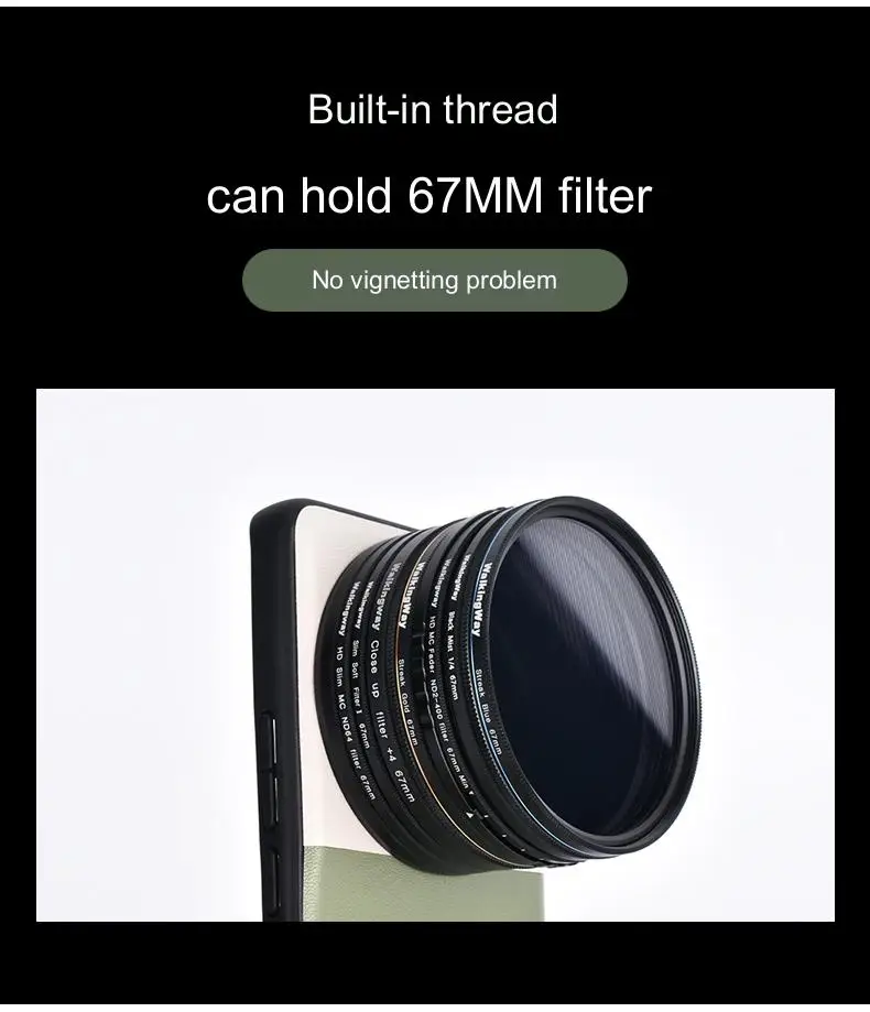 Walking Way Filters for Xiaomi 13 Ultra Phone Case 67mm Phone Filter Kit Mobile Shooting ND CPL Soft Star Flare Close up filter