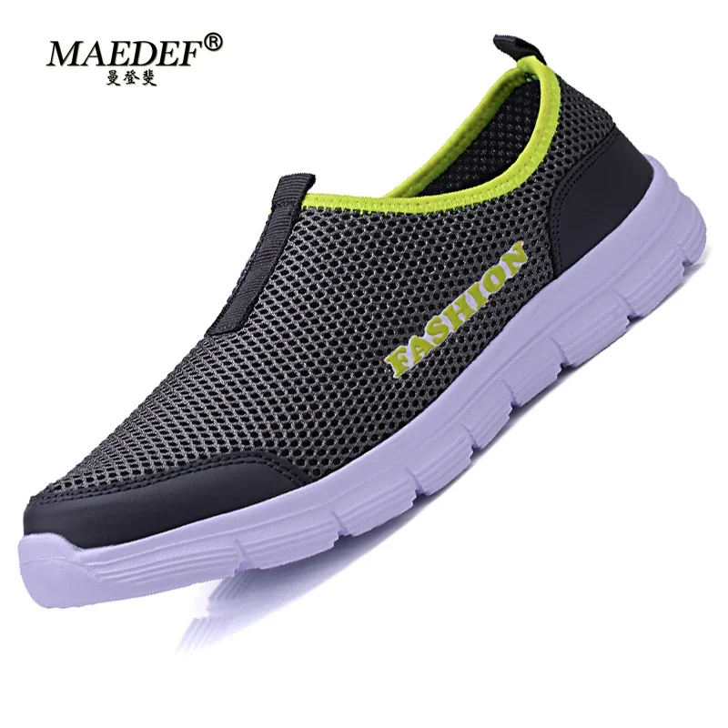 MAEDEF-Tênis casuais para homens, sapatos de caminhada resistentes ao desgaste, tênis antiderrapante, malha plana, tênis masculino respirável, ao ar livre