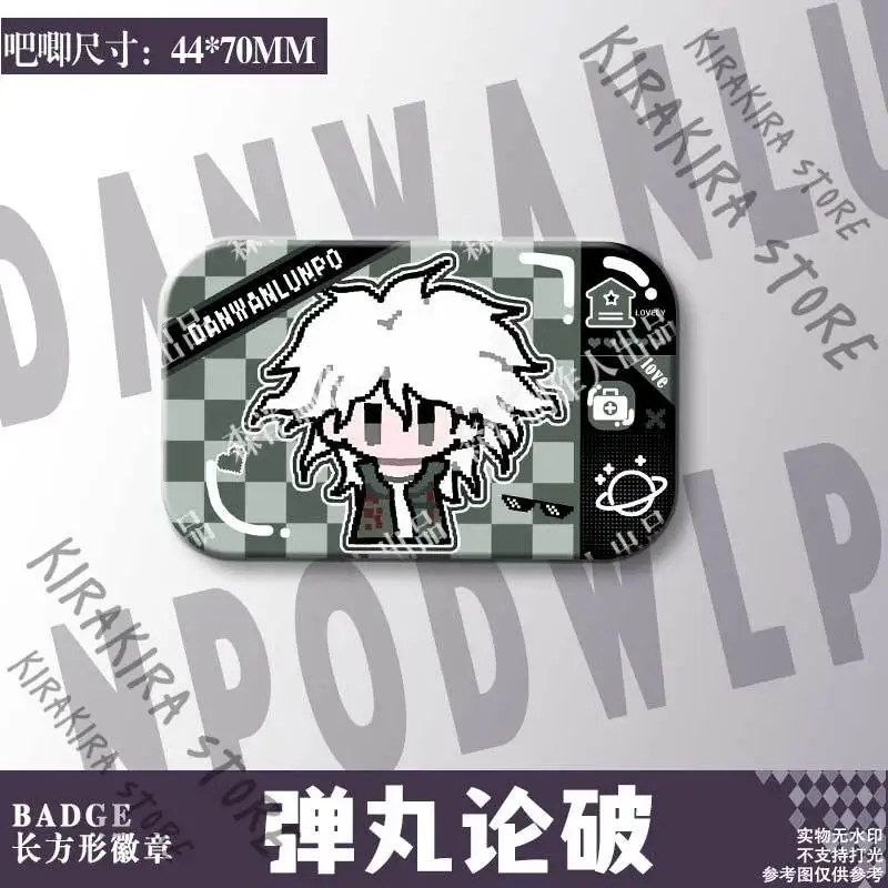 Danganronpa Kokichi Oma Kaede Akamatsu Q نسخة مستطيل شارة تأثيري أنيمي دبوس الصدر جمع بروش شعار قلادة
