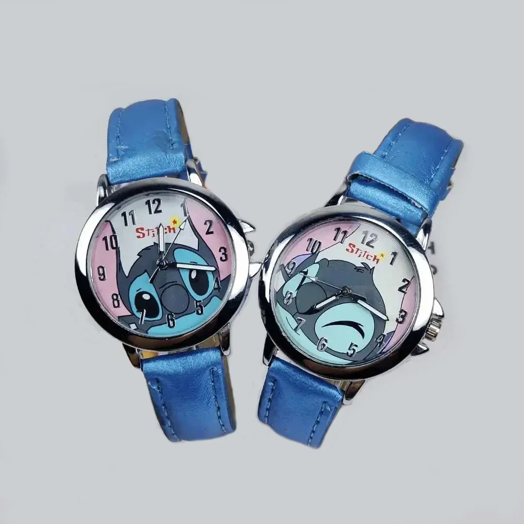 Disney Cartoon Stitch Children's Watches Girls Leather Strap Women Watch Kids Ladies Waterproof Clock