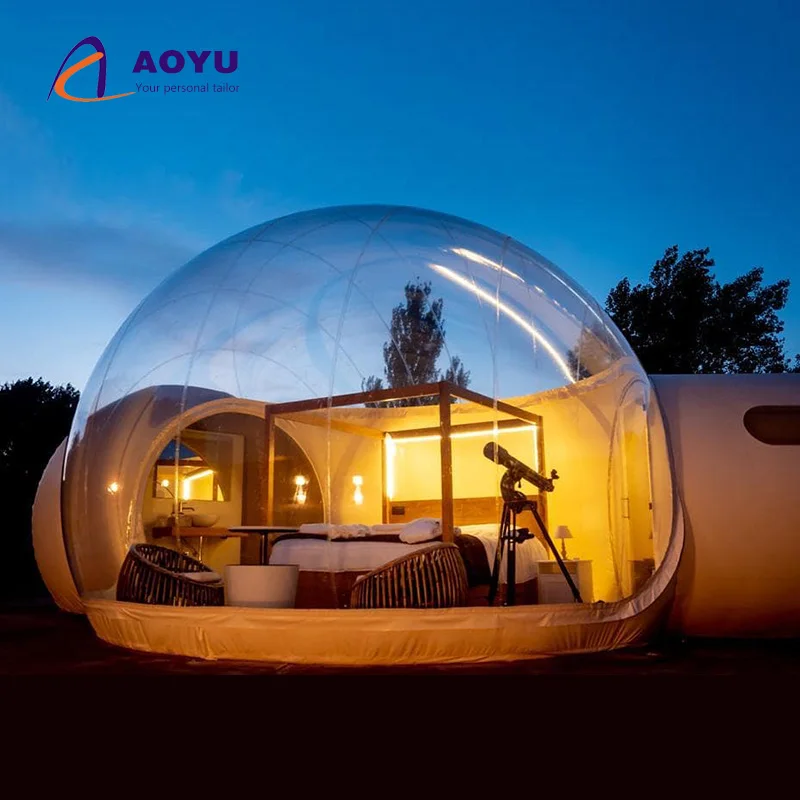 Carpa Burbuja Inflable de PVC 2025 de 5m Transparente con Baño, Carpa Glamping Impermeable para Camping al Aire Libre, Uso en Hoteles y Picnics