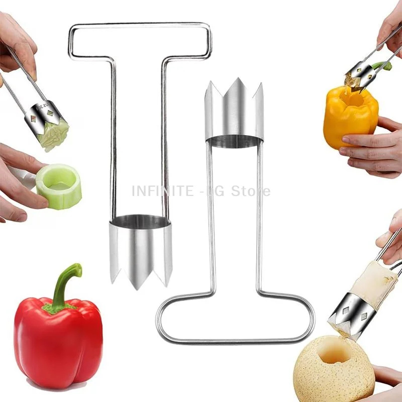 Stainless Steel Fruit Corer With Sharp Serrated Blade And Comfortable Grip, Fruit Pitter For Pepper, Date, Peach, Kitchen Items