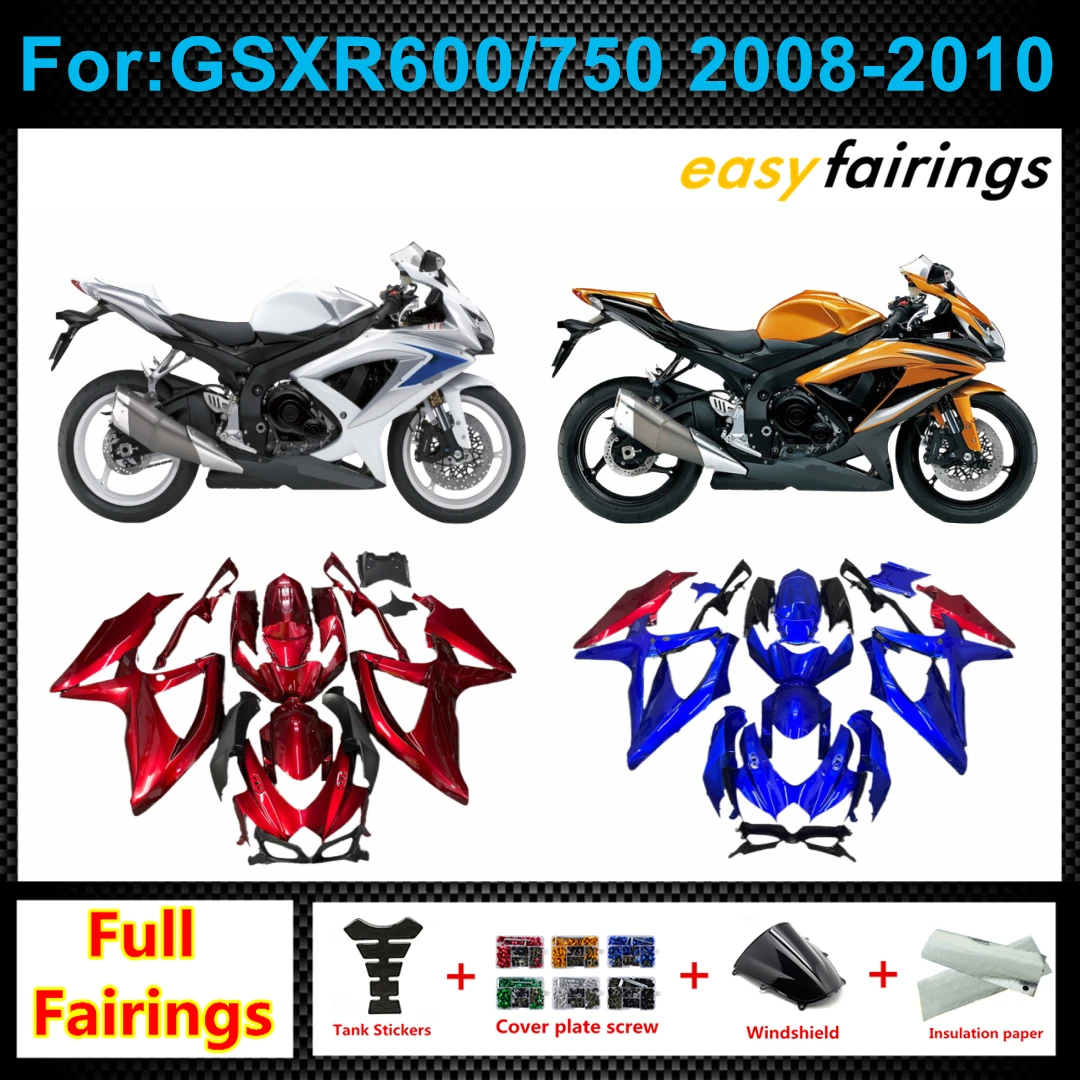 GSXR600 GSXR750 K8 2008-2010 ABS Injection Full Fairing Kit Complete Bodywork Panel Fit for Motorcycle