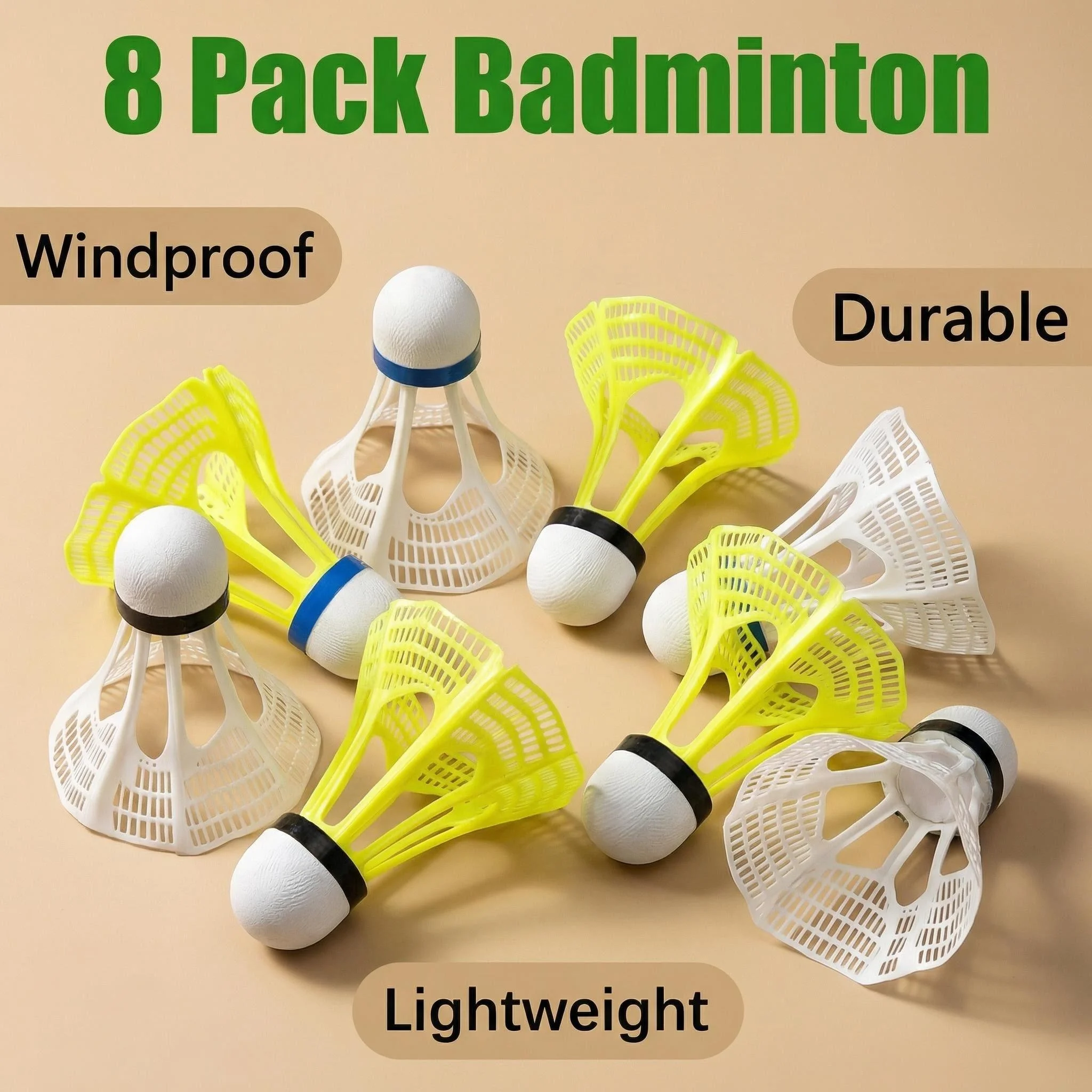 Badminton Nylon Shuttlecock - 4/8 Peças, Petecas de Badminton Resistentes