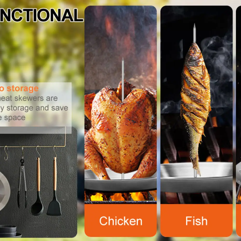 High Quality Stainless Steel Vertical Skewer Stand For Shawarma Al Pastor Grill Outdoor Cooking Rack With Brush And BBQ Gloves