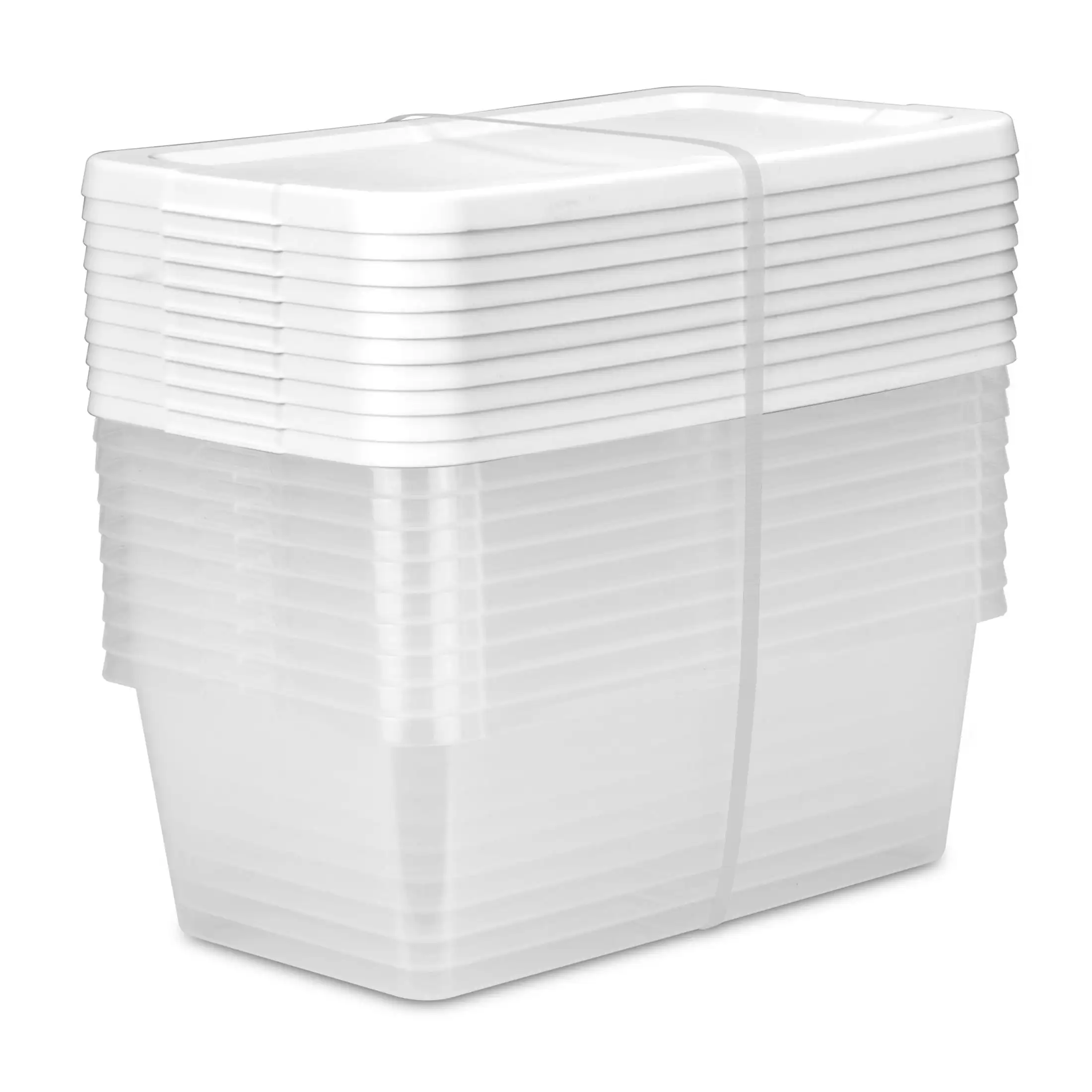 

Set of (10) 6 Quart Storage Boxes, Clear Plastic Storage Bin with Snap-On Lid, White