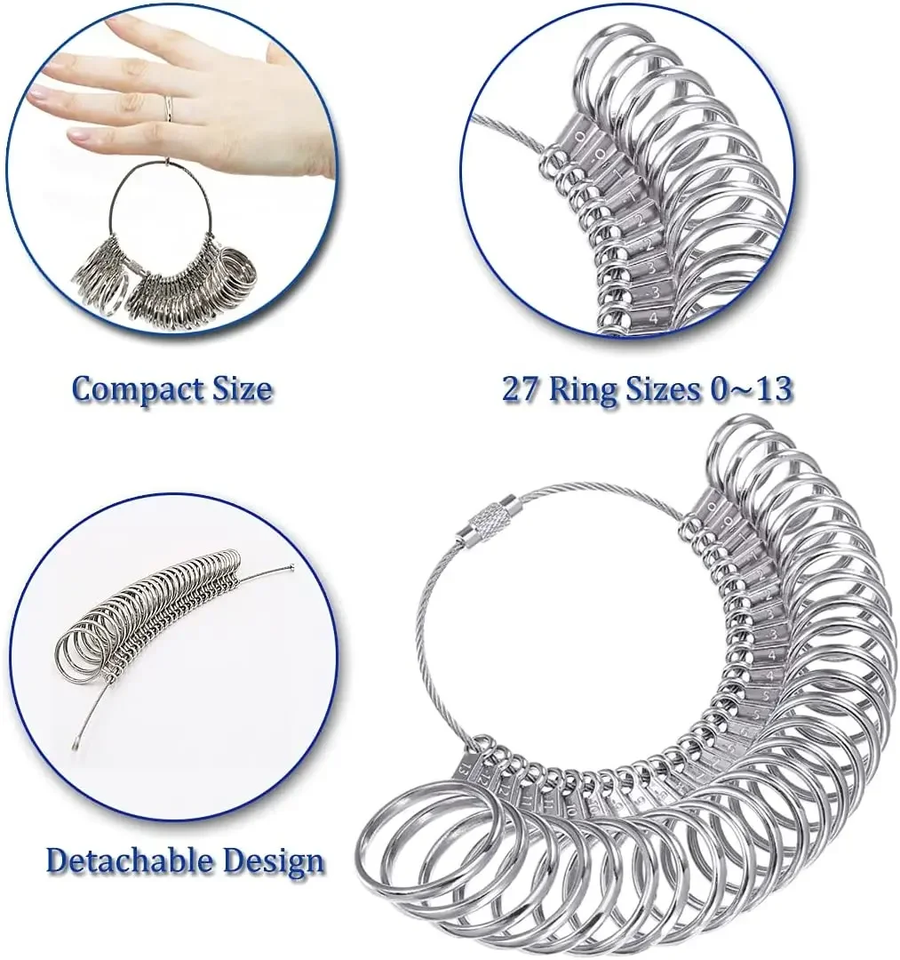 Metal Ring Sizing and Shaping Kit: Precision Mandrel Set with Rubber Hammer and Finger Gauge for Professional Jewelry Craftsmans